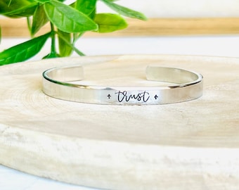 Trust Metal Stamped Cuff Bracelet - Inspirational Bracelet Cuff