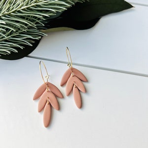 Tropical Leaves Clay Earrings Mocha image 7