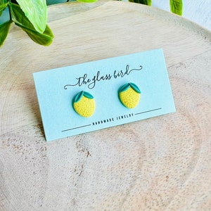 Lemon Polymer Clay Stud Earrings Whole Lemon image 6