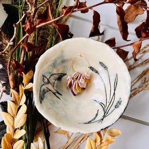 Tiered Leaf Polymer Clay Hoop Earrings - Fall Palette