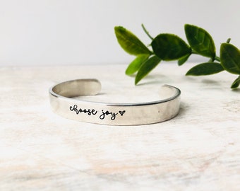 Choose Joy Metal Stamped Cuff Bracelet