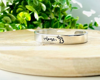 Michigan Home Metal Stamped Cuff Bracelet