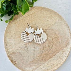 The Garden Collection - Textured Flower Basket Polymer Clay Earrings