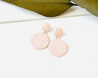 Pale Pink Teardrop Polymer Clay Earrings
