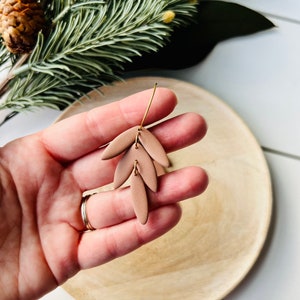 Tropical Leaves Clay Earrings Mocha image 3