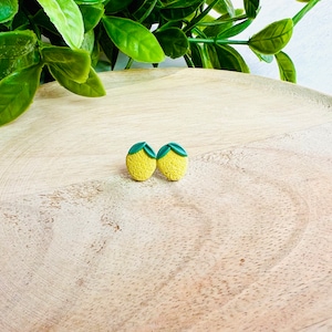 Lemon Polymer Clay Stud Earrings Whole Lemon image 2