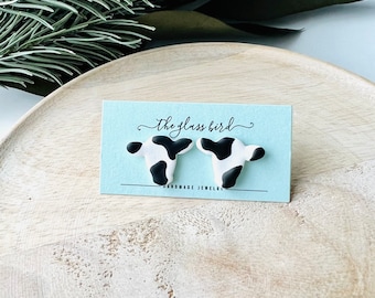 Cow Polymer Clay Studs