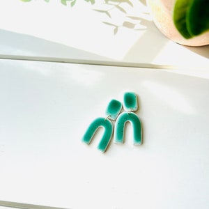 Speckled Green Polymer Clay Arch Earrings image 6