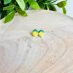 Lemon Polymer Clay Stud Earrings Whole Lemon image 5