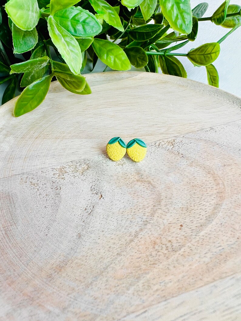 Lemon Polymer Clay Stud Earrings Whole Lemon image 5