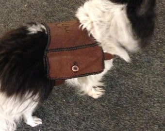 dog backpacks -custom hand laced dog saddlebags in deer