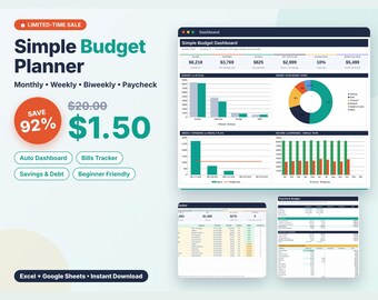 Semplice strumento di pianificazione del budget, monitoraggio mensile, settimanale e bisettimanale dello stipendio (modello Excel)