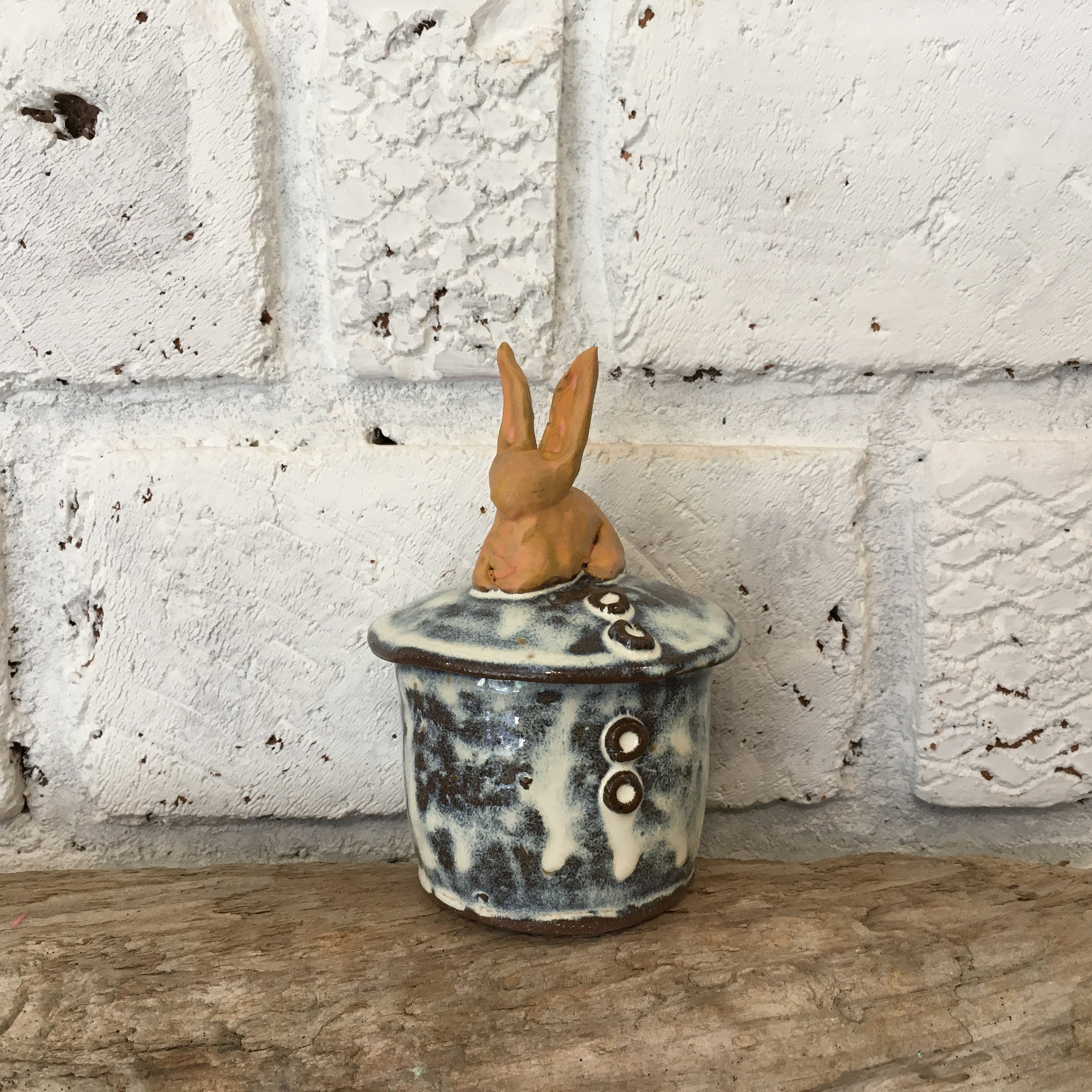 Handmade Pottery Bunny Pot: Lidded Stoneware Jar, Salt Cellar - Etsy