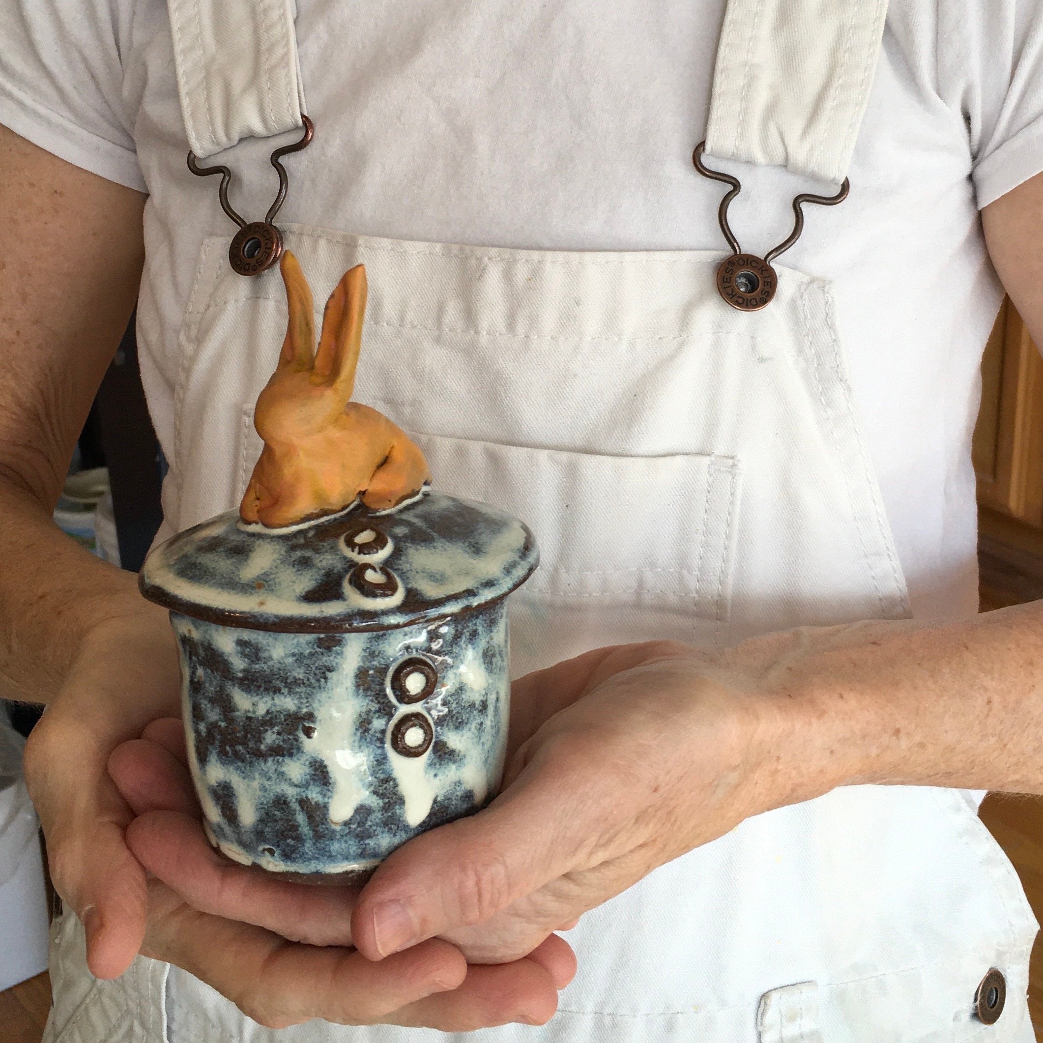 Handmade Pottery Bunny Pot: Lidded Stoneware Jar, Salt Cellar - Etsy