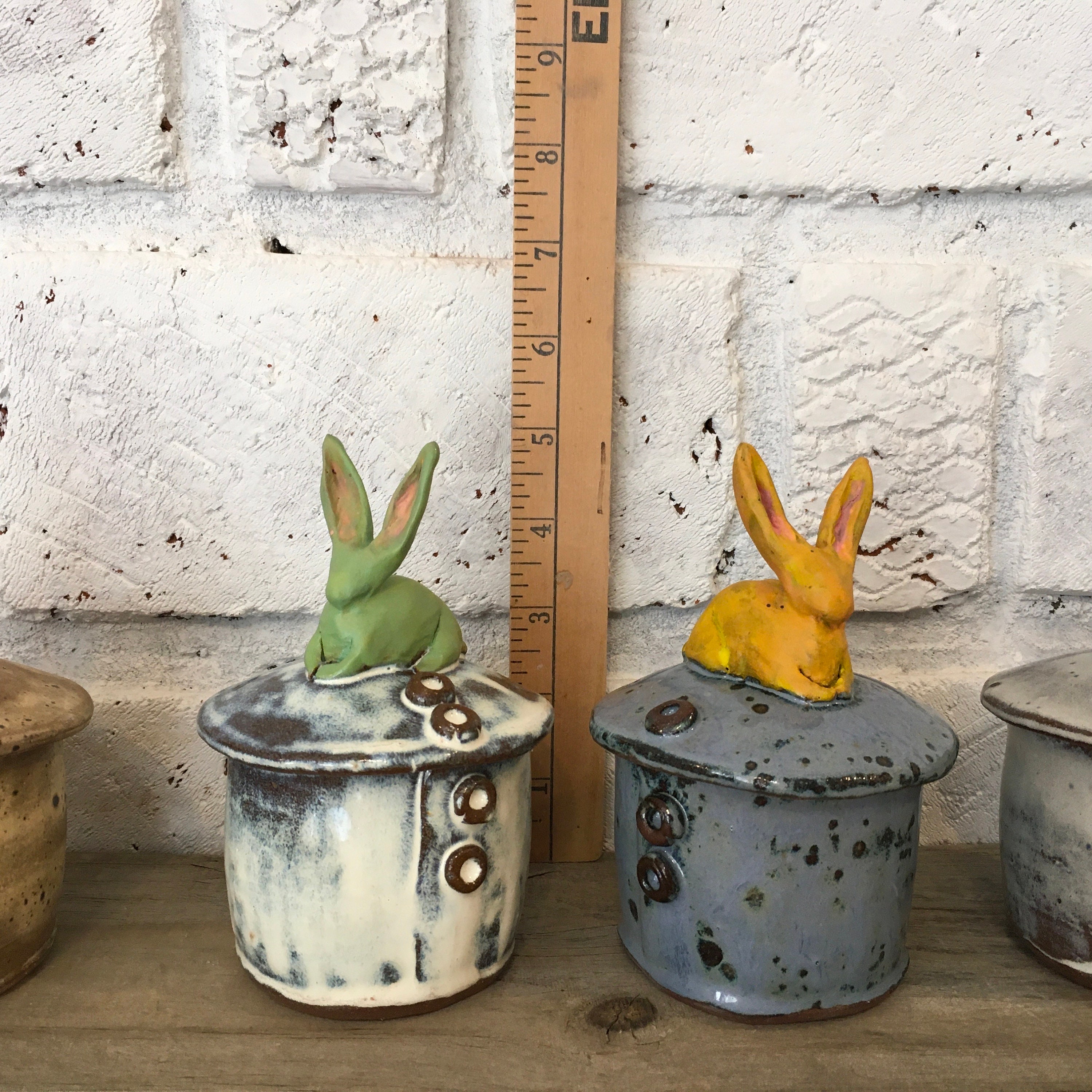 Handmade Pottery Bunny Pot: Lidded Stoneware Jar, Salt Cellar - Etsy