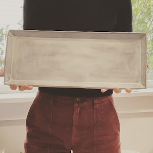 Handmade Ceramic Serving Platter: Farmhouse Cheese & Charcuterie Tray (18” x 7.5”)