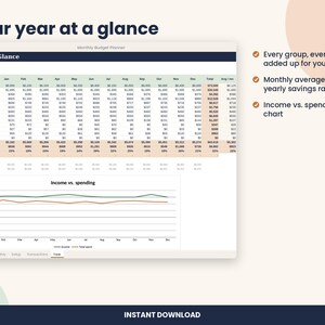 Monthly Budget Planner Spreadsheet with Dashboard for Excel & Google Sheets image 4