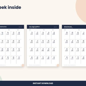 Hojas de ejercicios de suma y resta de dos dígitos con reagrupación para segundo grado (descarga en PDF) imagen 4