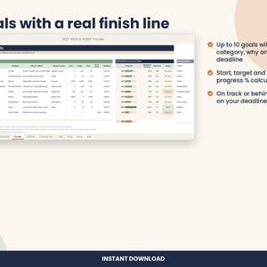 2027 Habit Tracker Spreadsheet, New Year Goal Planner for Excel & Google Sheets image 3