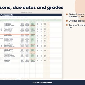 Homeschool Planner Spreadsheet, Attendance and 180 Day Log for Excel & Google Sheets image 4