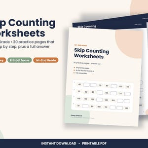 Skip Counting Worksheets, 1st and 2nd Grade, Count by 2s 5s 10s (PDF Download) image 1