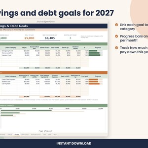 2027 Budget Planner Spreadsheet, Annual Budget with Monthly Tabs for Excel & Google Sheets image 5