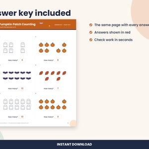 Halloween Counting Worksheet, Kindergarten Count to 10 Pictures (PDF Download) image 3