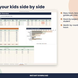 Homeschool Planner Spreadsheet, Attendance and 180 Day Log for Excel & Google Sheets image 5