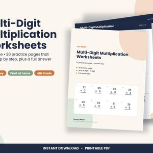 4th Grade Multi-Digit Multiplication Worksheets with Answer Key (PDF Download) bild 1