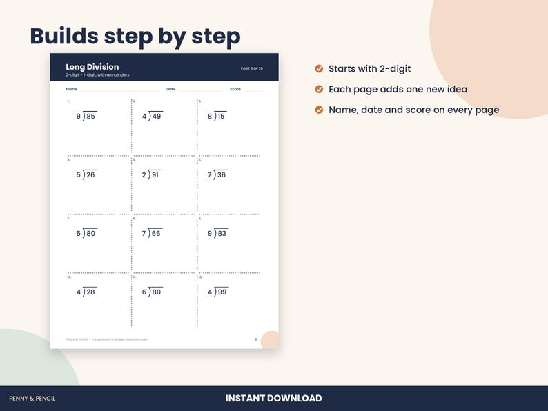 4th to 6th Grade Math Worksheet Bundle, 5 Packs with Answer Keys (PDF Download) image 4