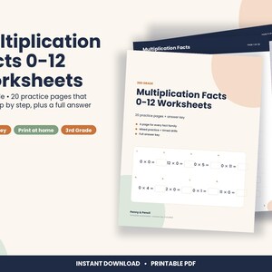 3rd Grade Multiplication Facts 0-12 Worksheets, Times Tables (PDF Download) image 1