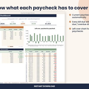 Paycheck Budget Planner Spreadsheet, Biweekly Budget for Excel & Google Sheets image 2