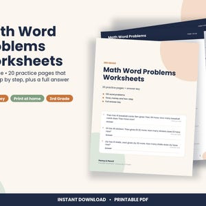 3rd Grade Math Word Problems Worksheets, 20 Pages with Answer Key (PDF Download)