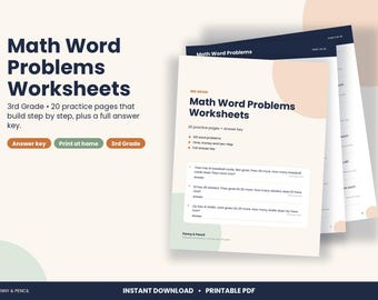 3rd Grade Math Word Problems Worksheets, 20 Pages with Answer Key (PDF Download)