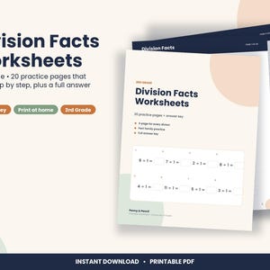 3rd Grade Division Facts Worksheets, 20 Pages with Answer Key (PDF Download) image 1