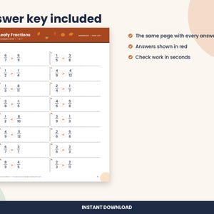 Scheda di esercizi sul confronto tra frazioni per il Giorno del Ringraziamento, matematica autunnale per la quarta elementare (download in PDF) immagine 3