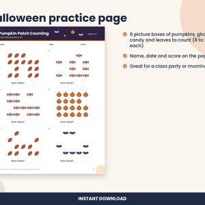 Halloween Counting to 20 Worksheet, Kindergarten Math (PDF Download) imagen 2