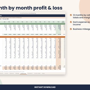 Small Business Bookkeeping Spreadsheet, Schedule C Expenses for Excel & Google Sheets image 5
