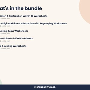 1st and 2nd Grade Math Worksheet Bundle, 5 Packs with Answer Keys (PDF Download) image 2