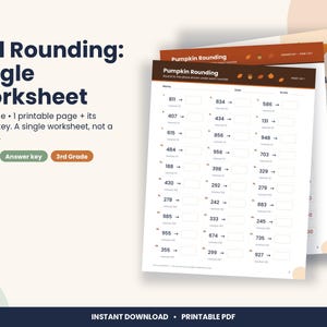 Thanksgiving Rounding Worksheet, 3rd Grade Nearest 10 and 100 (PDF Download) image 1
