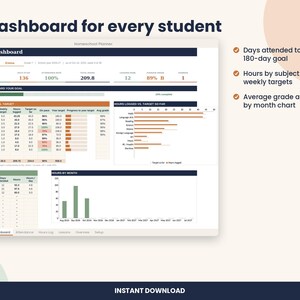 Homeschool Planner Spreadsheet, Attendance and 180 Day Log for Excel & Google Sheets image 2