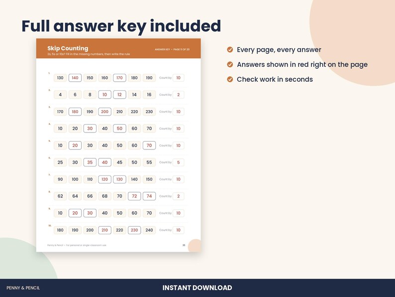 Skip Counting Worksheets, 1st and 2nd Grade, Count by 2s 5s 10s (PDF Download) image 3