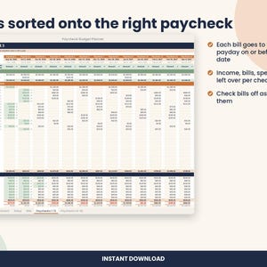 Paycheck Budget Planner Spreadsheet, Biweekly Budget for Excel & Google Sheets image 3