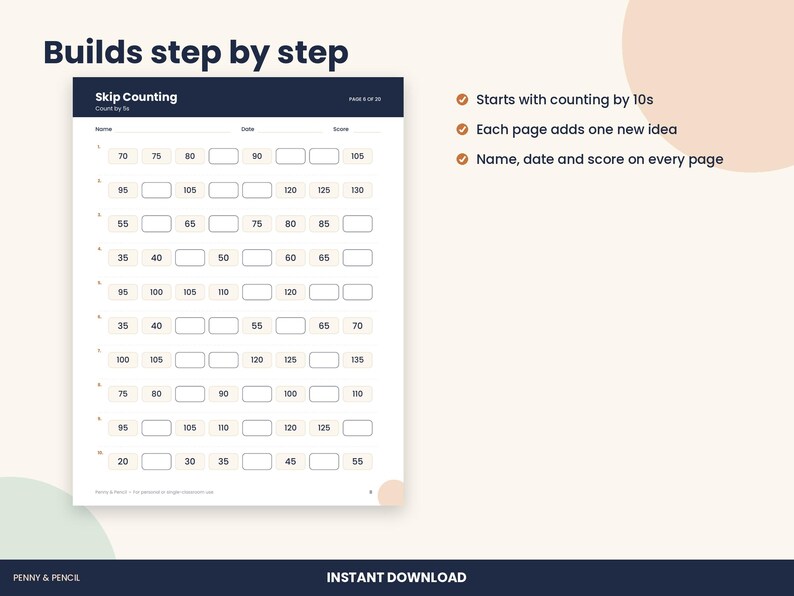 1st and 2nd Grade Math Worksheet Bundle, 5 Packs with Answer Keys (PDF Download) image 7