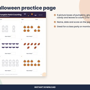 Halloween Counting Worksheet, Kindergarten Count to 10 Pictures (PDF Download) image 2