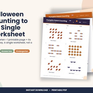 Halloween Counting to 20 Worksheet, Kindergarten Math (PDF Download) imagen 1