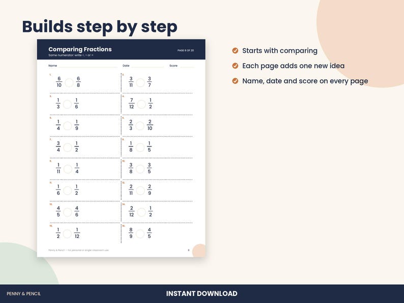 3rd Grade Math Worksheet Bundle, 5 Packs with Answer Keys (PDF Download) image 5