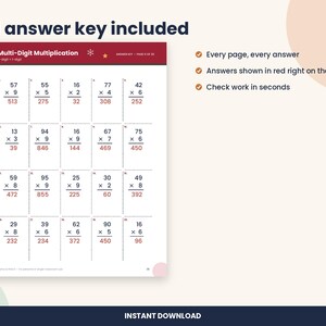 Christmas Math Worksheets, 3rd and 4th Grade Multiplication and Division (PDF Download) image 3