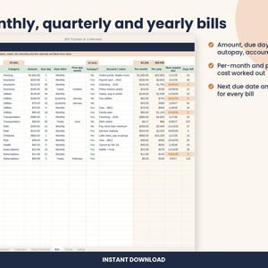 Bill Tracker Spreadsheet, Monthly Bill Calendar for Excel & Google Sheets image 5