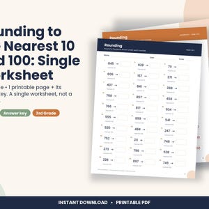 3rd Grade Rounding Worksheet, Nearest 10 and 100 Practice (PDF Download)